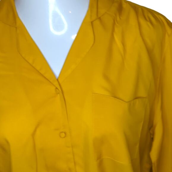 VINTAGE ANN CHABROL Mustard Yellow Button Up Blouse 18 K-Mart Modern Large - Picture 4 of 11
